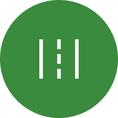 hard-1 Green circle with white vertical lines.