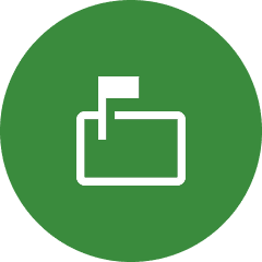 hard-5 White folder icon with flag, green background.