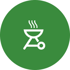 out-2 Barbecue grill icon on green background.